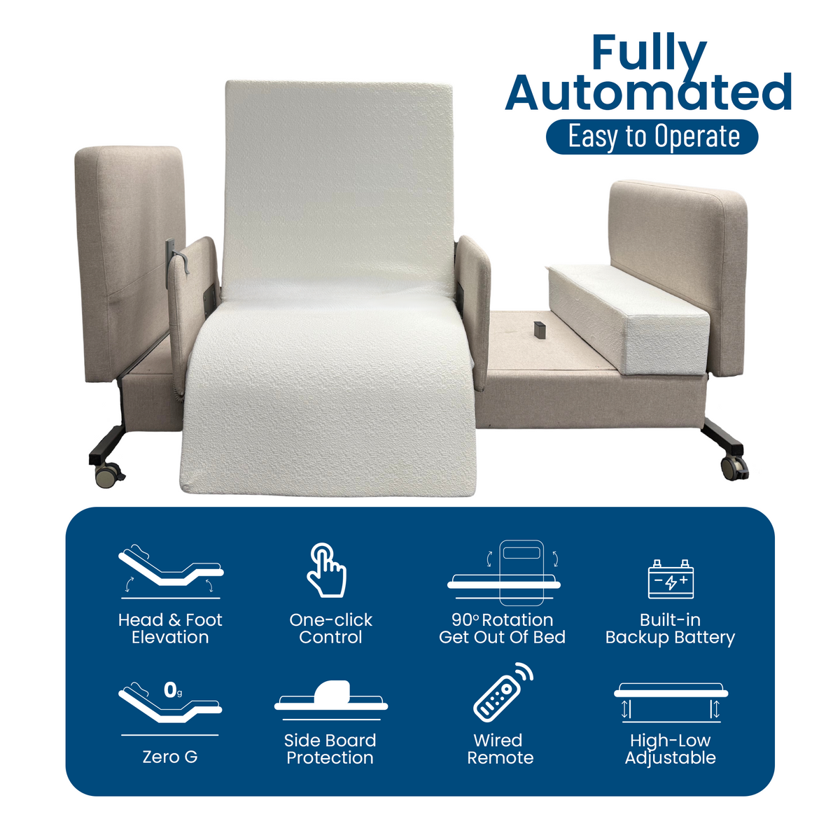 Elevra Deluxe Hi-Lo Rotating Lift Bed | Hospital Bed Alt – EzLift Bed